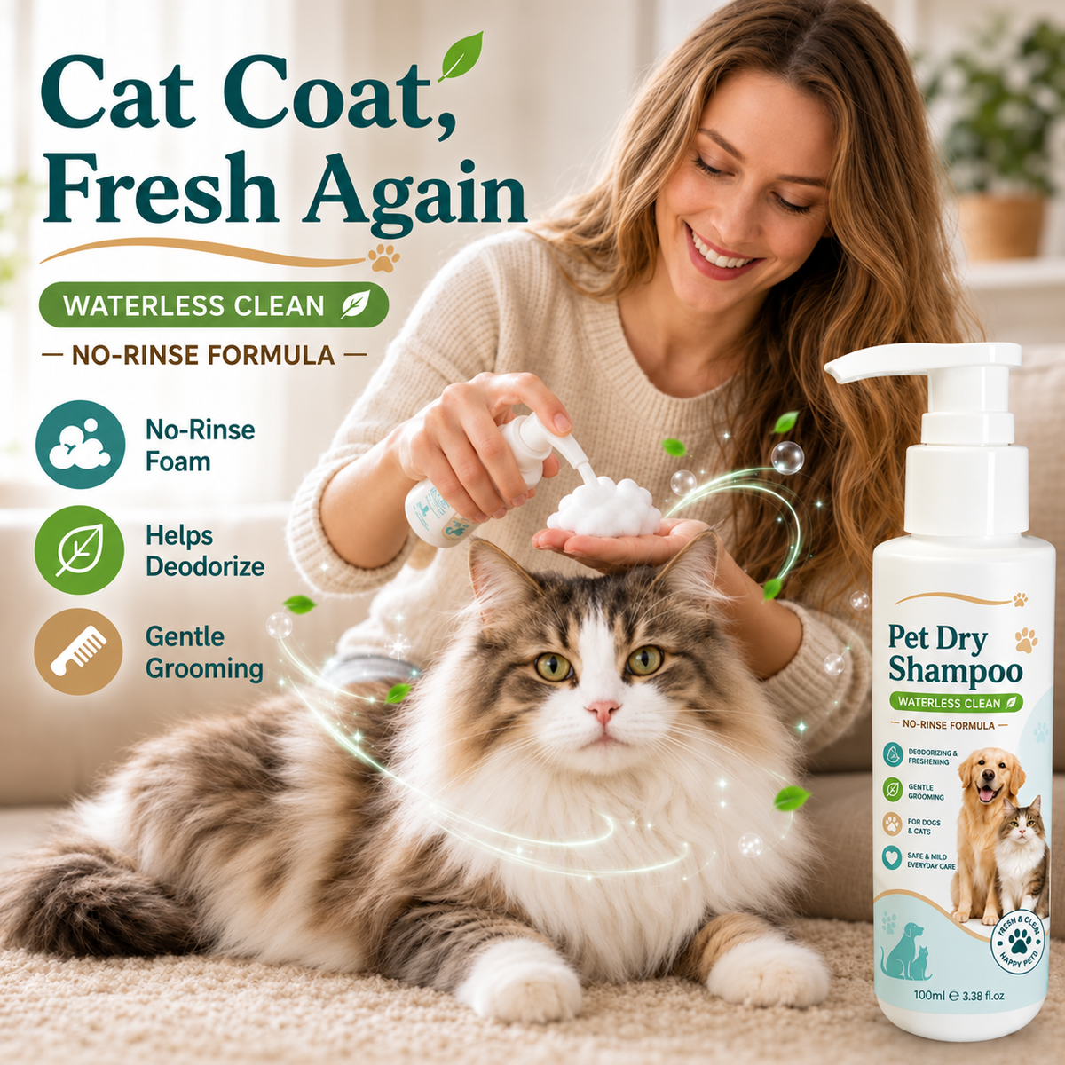 🥳HOT SALE🥳💞Waterless pet freshener, No-rinse, deodorizing & gentle. Fresh pet in minutes – grab yours! ✅