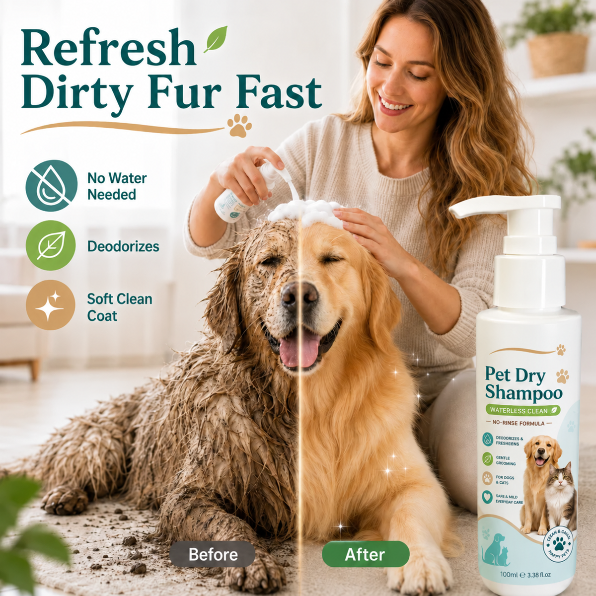 🥳HOT SALE🥳💞Waterless pet freshener, No-rinse, deodorizing & gentle. Fresh pet in minutes – grab yours! ✅